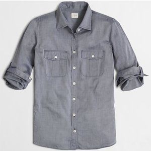 J. CREW FACTORY Two Pocket Chambray Blouse Large